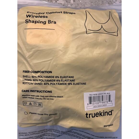 Truekind Everyday Comfort Straps Wireless Shaping Bra Black 3XL - Picture 5 of 6